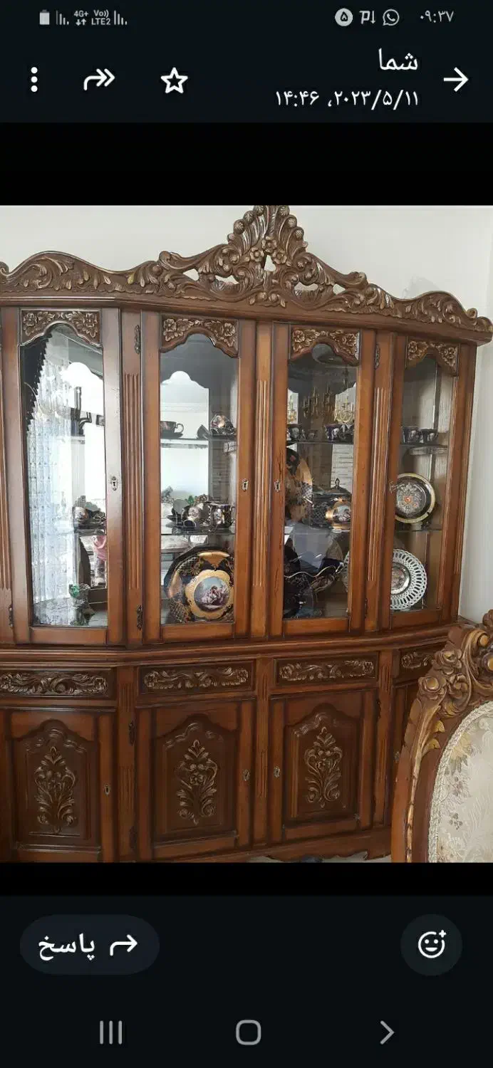 بوفه چوب گردو نو نو|بوفه، ویترین، کنسول|اصفهان, باغ دریاچه|دیوار