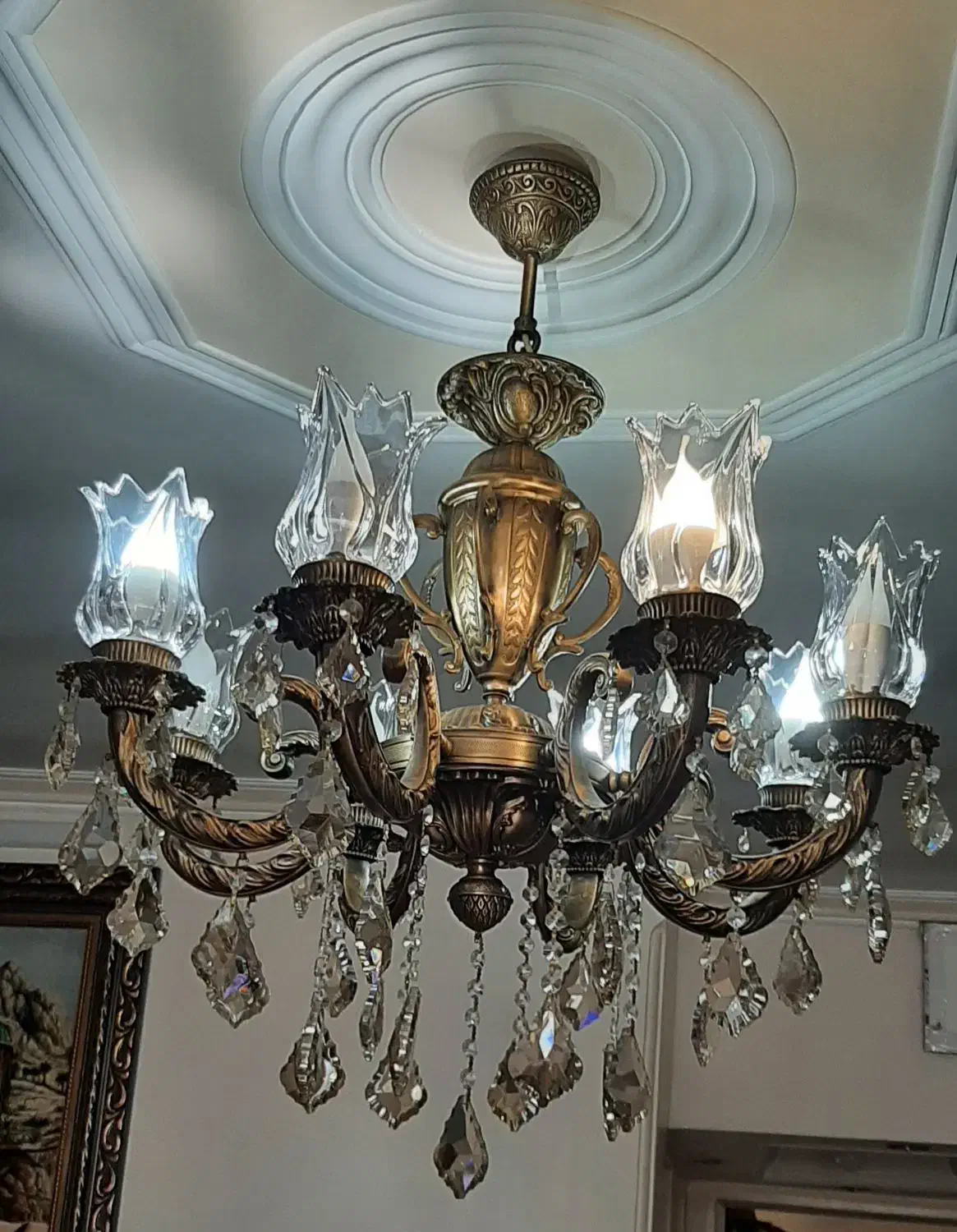 لوستر برنزی|لوستر و چراغ آویز|رودهن, |دیوار