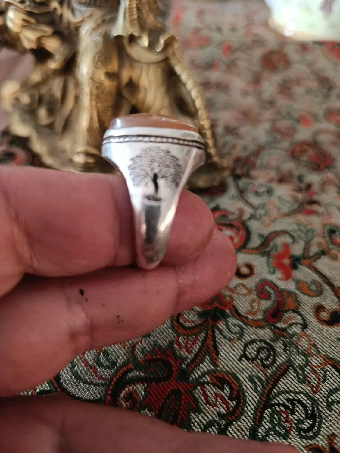 انگشتر قدیمی با نگین اصل یمنی|کلکسیون اشیاء عتیقه|شیراز, انجیر|دیوار