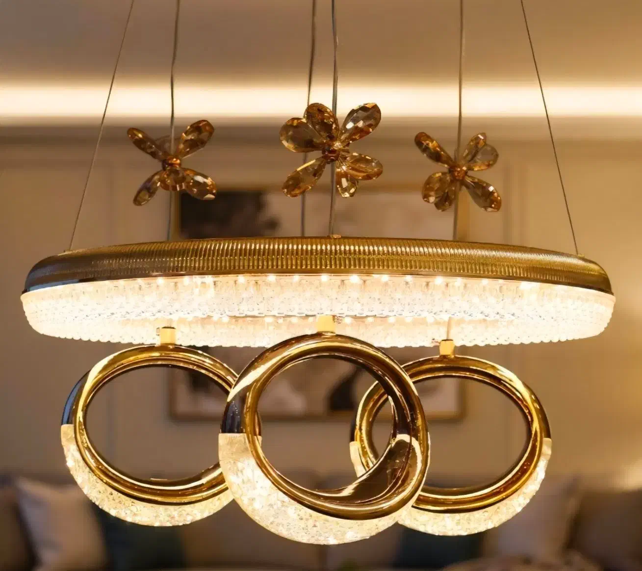 لوستر جدید مدرن وارداتی اصلی‌ مدل حلقه‌ی طلایی|لوستر و چراغ آویز|تهران, امام زاده حسن|دیوار