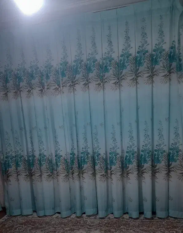 پرده رنگ فیروزه ای|پرده، رانر، رومیزی|رزن, |دیوار