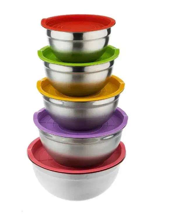 لگن استیل 5تیکه درب رنگی|ظروف پختوپز|گرگان, |دیوار