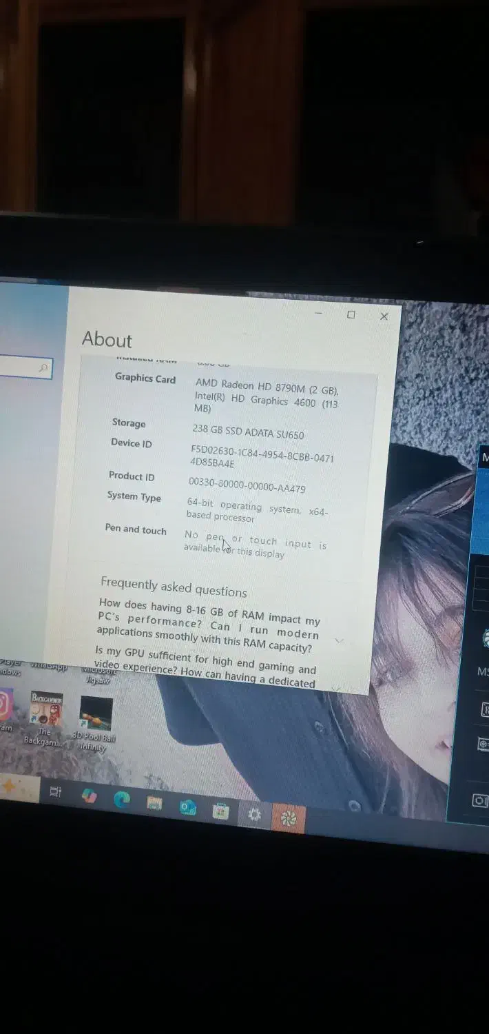 فروش لب تاپ دل 256رام8و2گیگ گرافیک خارجی|رایانه همراه|ایلام, |دیوار