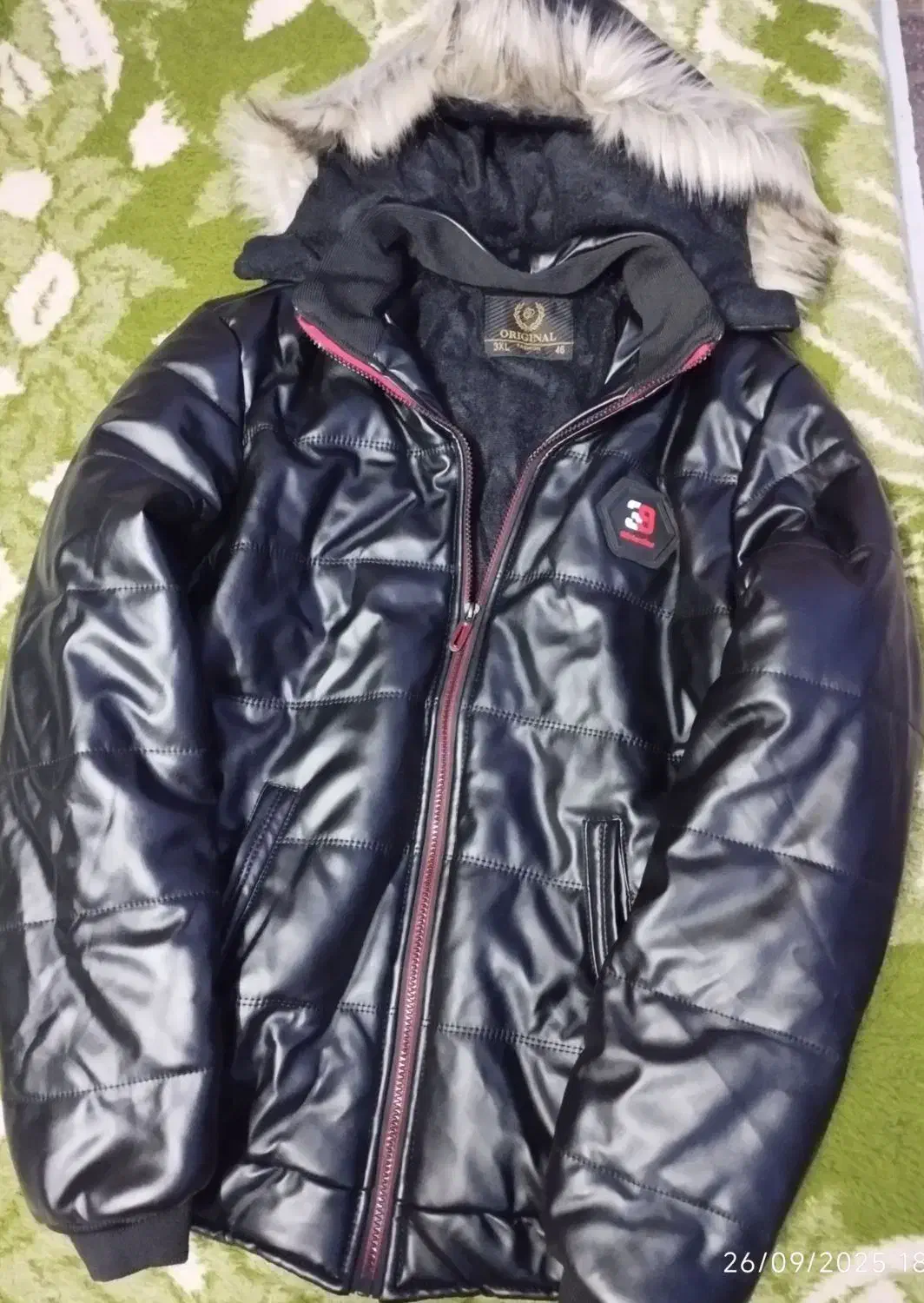 کاپشن چرمی کلاه دار سایز 46-3xl|لباس|جهرم, |دیوار