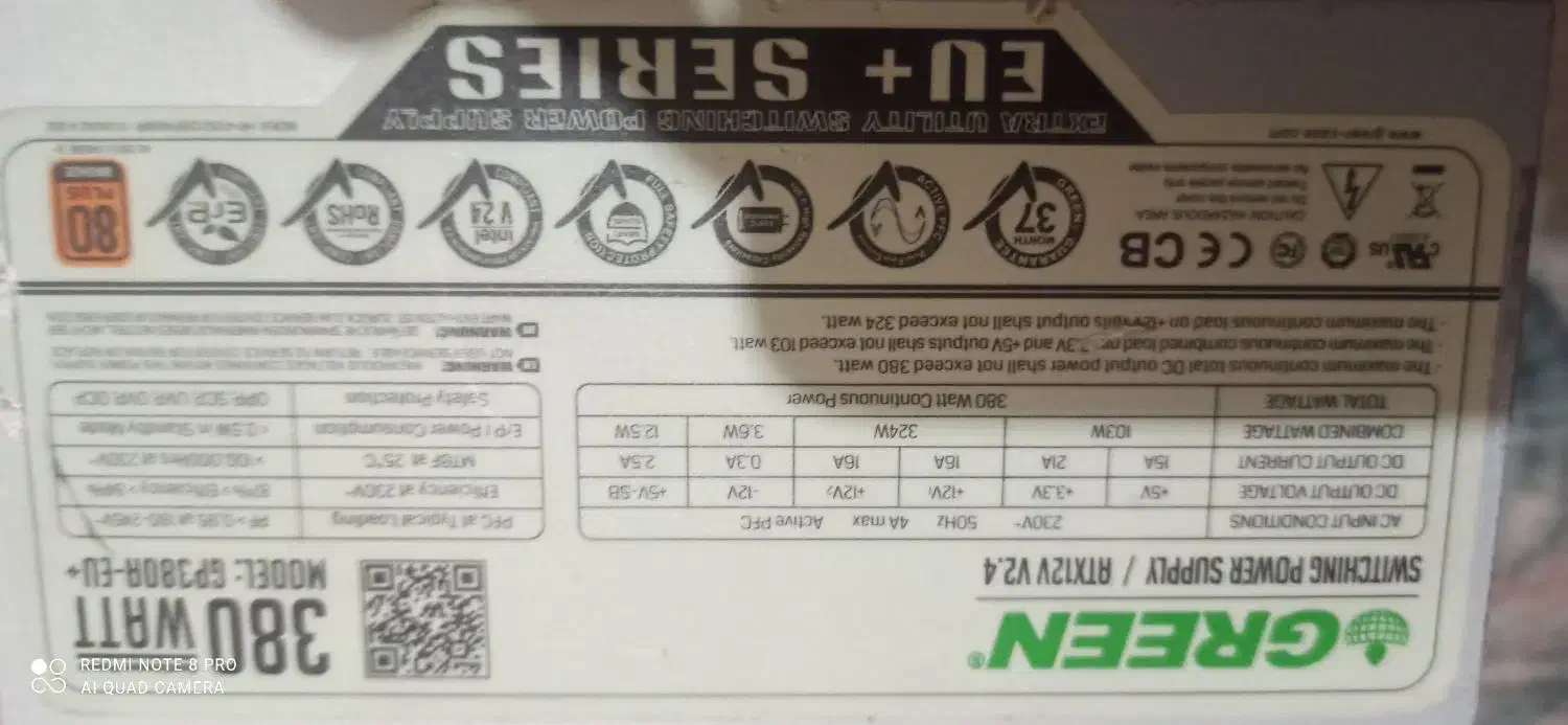 پاور Green GP380A-EU+ 380|قطعات و لوازم جانبی رایانه|اصفهان, فردوان|دیوار