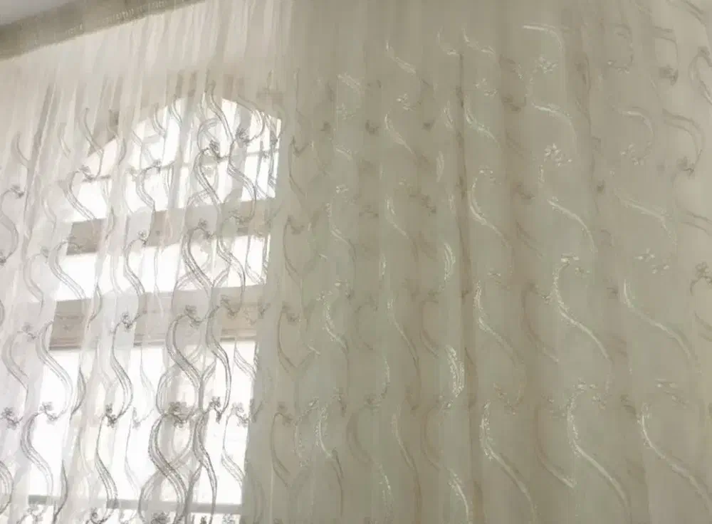 پرده تور سرمه دوزی|پرده، رانر، رومیزی|مشهد, خواجه ربیع|دیوار