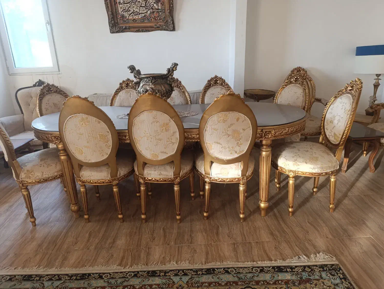 مبل استیل ۹ نفره با میز سنگ مرمر و غذا خوری|مبلمان خانگی و میز عسلی|قزوین, |دیوار