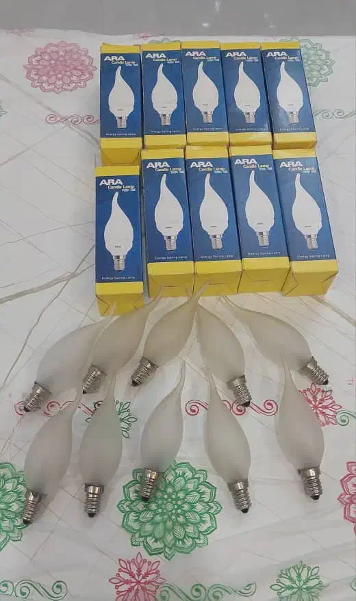 لامپ شمعی سرپیچ کوچک نو 10 عدد 7 وات آفتابی|لامپ و چراغ|رشت, خمیران زاهدان|دیوار