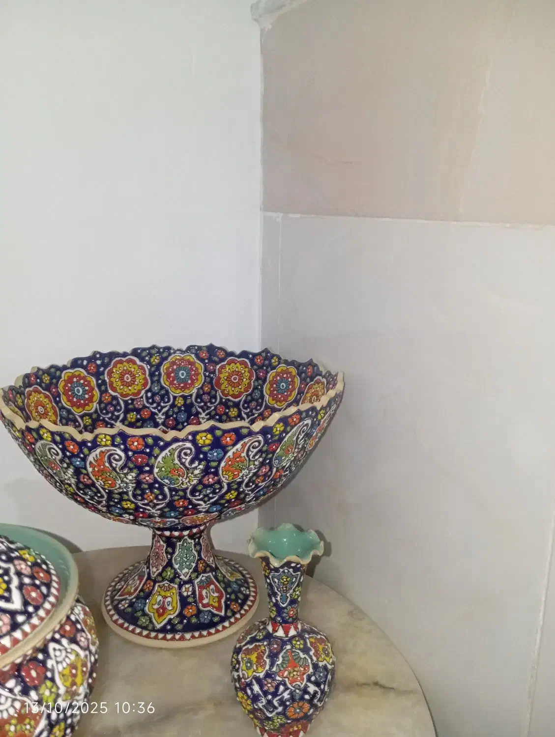 ظروف مینا کاری ظروف پذیرایی یلدایی|صنایع دستی و سایر لوازم تزئینی|قم, قلعه کامکار|دیوار