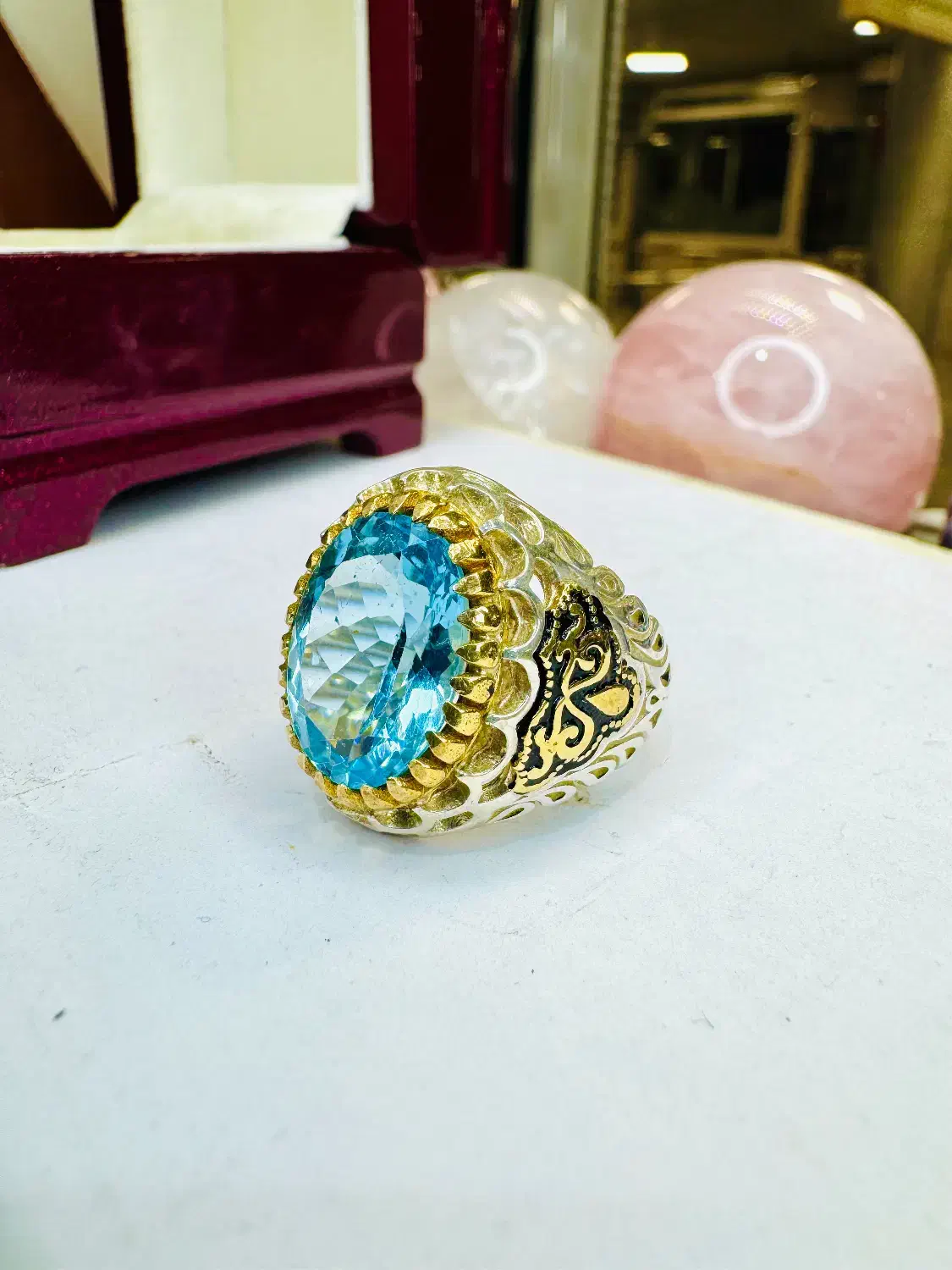 انگشتر فوق لوکس سنگ توپاز آبی جواهر کشور سوئیس اصل|بدلیجات|تبریز, |دیوار