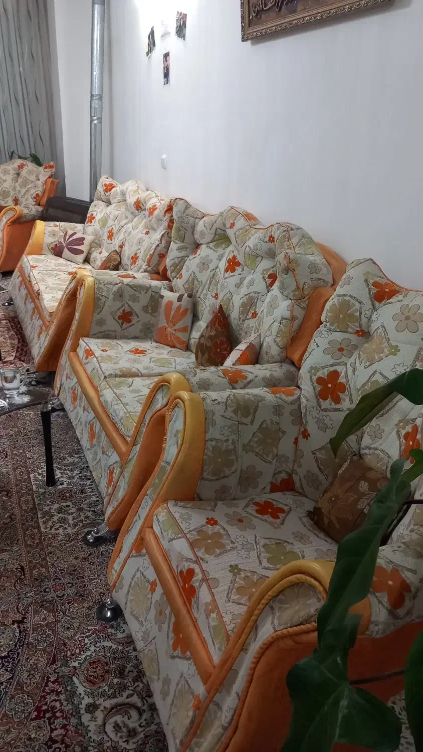 مبل ۹ نفره کارکرده|مبلمان خانگی و میز عسلی|ابریشم, |دیوار