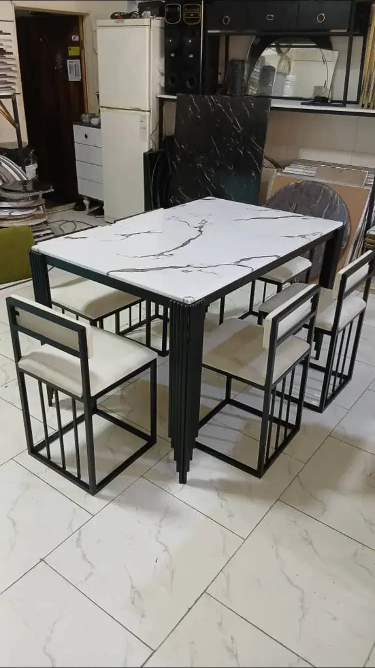 میز ناهارخوری+میز نهارخوری فلزی کمجا پشت لمسه|میز و صندلی غذاخوری|مشکیندشت, |دیوار