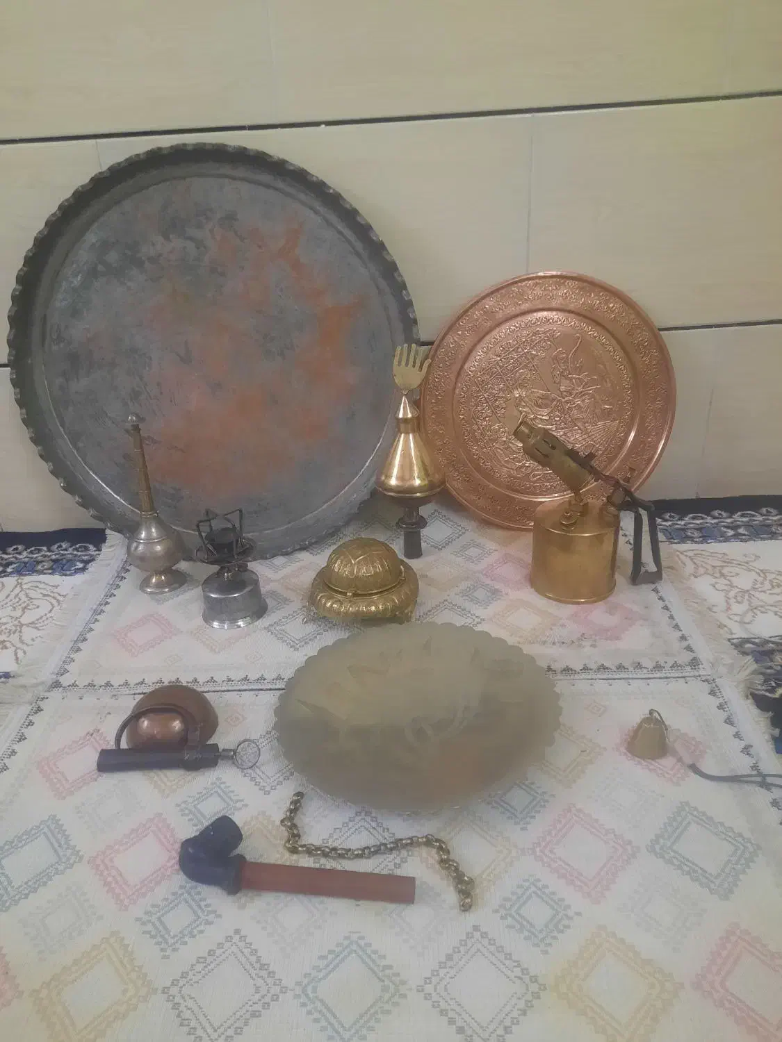 وسایل قدیمی مسی وبرنجی|کلکسیون اشیاء عتیقه|اشتهارد, |دیوار