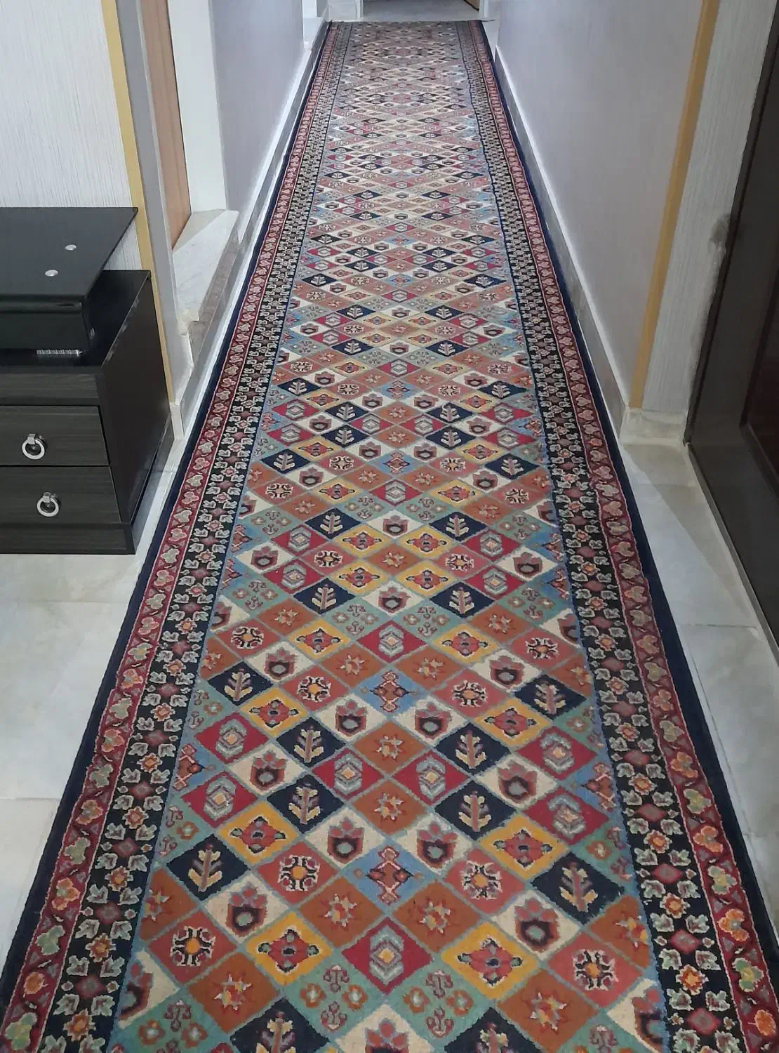 گلیم فرش ۶ متری در حد نو ،گلیم فرش کناره|گلیم، جاجیم، گبه|قزوین, |دیوار