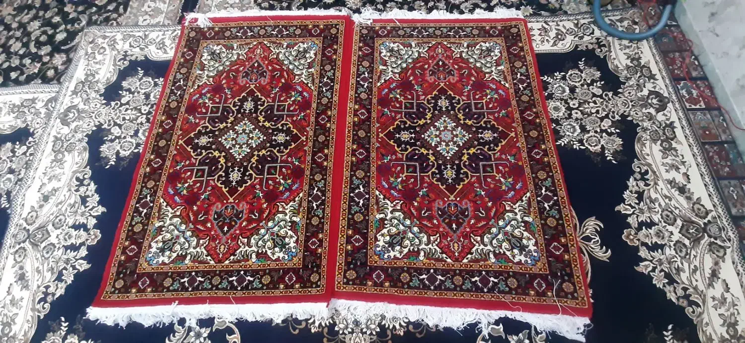 فرش دستباف هریس چله پنبه با نخ کرک بافته شده|فرش|کرمانشاه, |دیوار