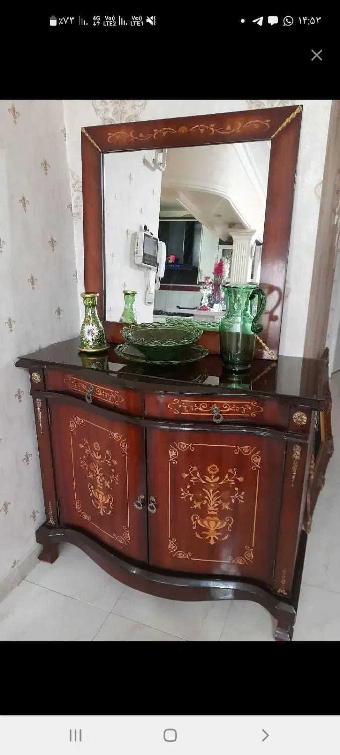اینه کنسول چوب گردو|بوفه، ویترین، کنسول|همدان, |دیوار