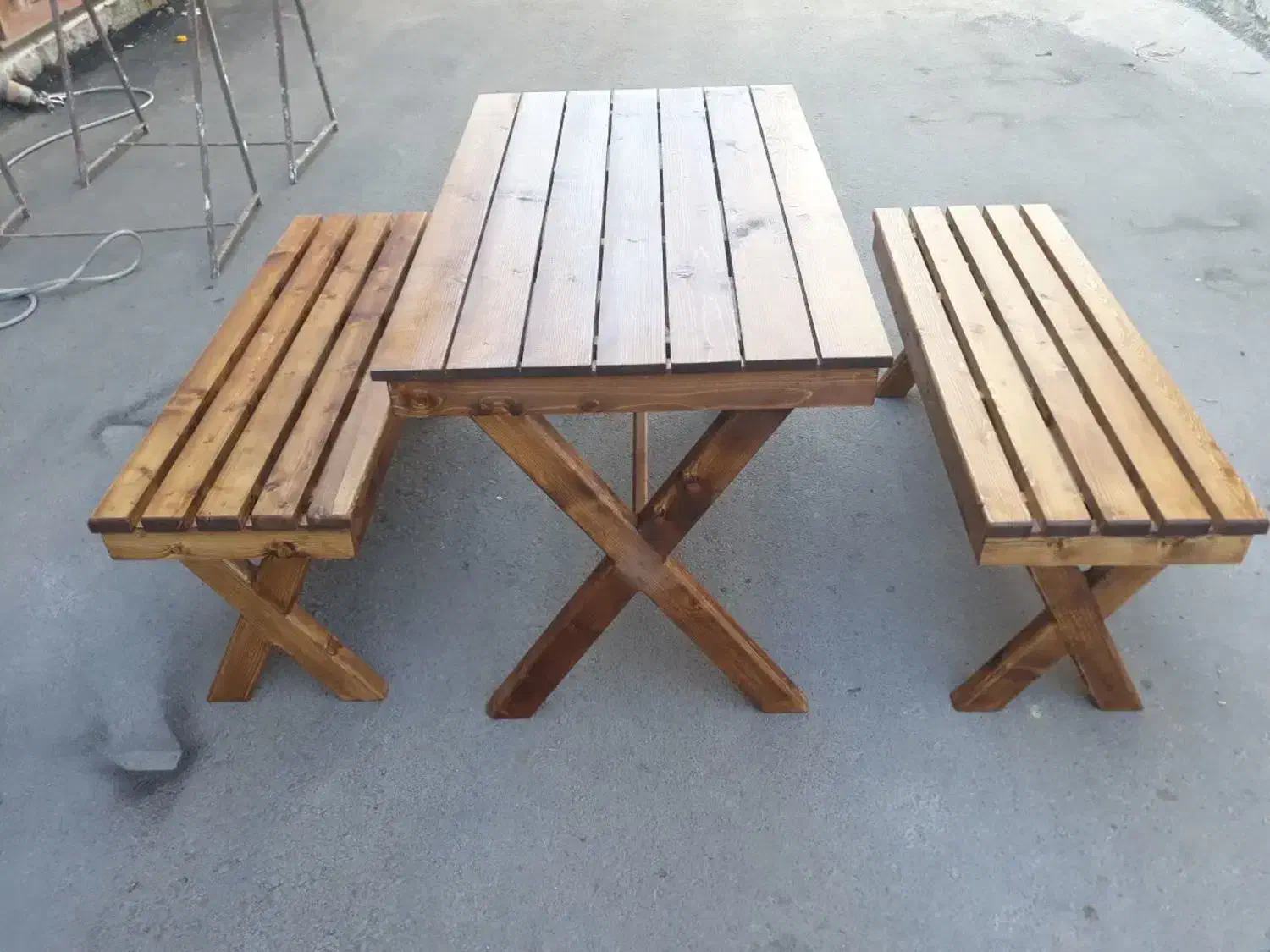 میز و نیمک چوب روسی|صندلی و نیمکت|عباسآباد, |دیوار