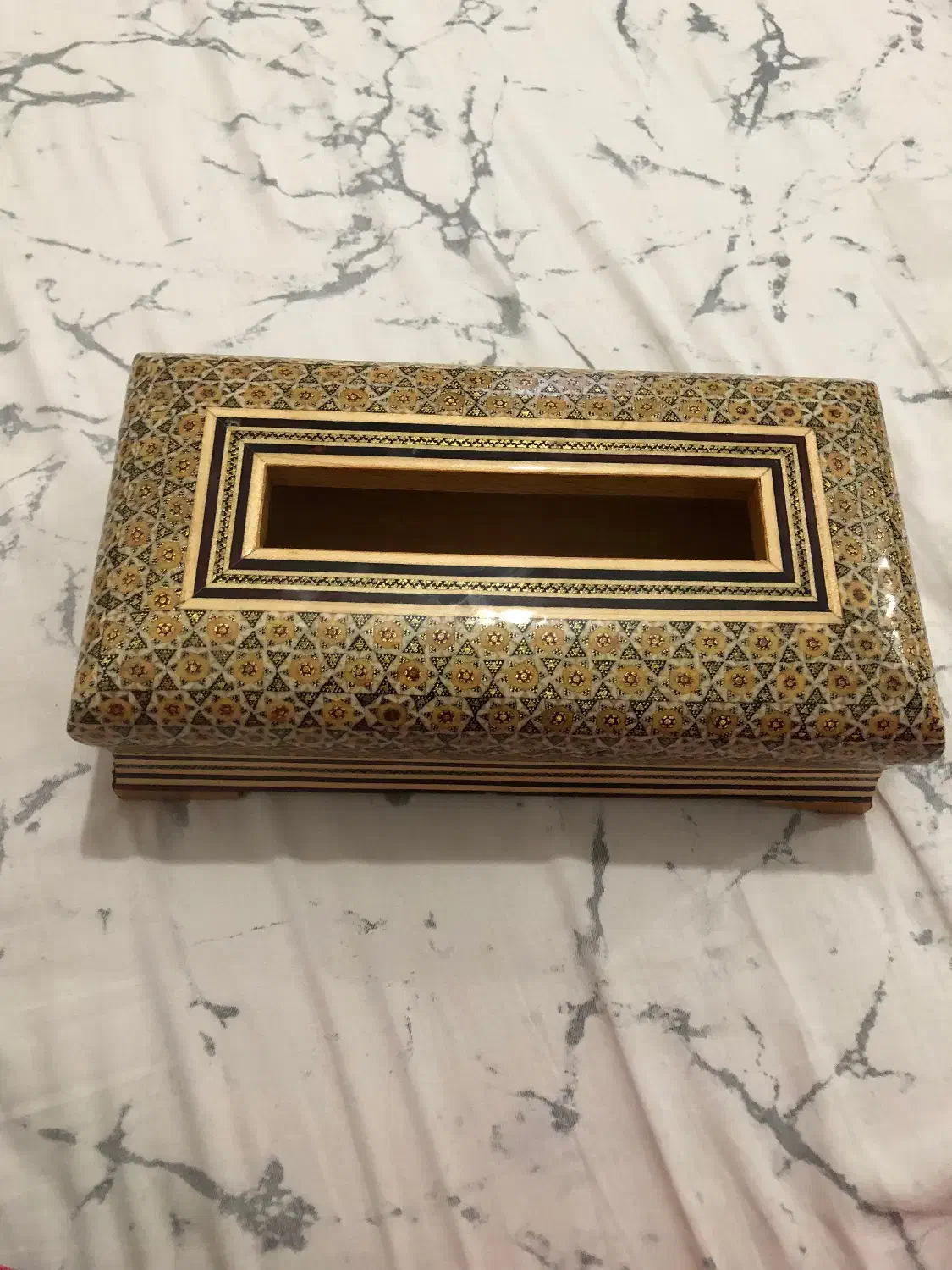 جا دستمال کاغذی اعلا با خاتم کاری بینظیر|صنایع دستی و سایر لوازم تزئینی|گرگان, |دیوار