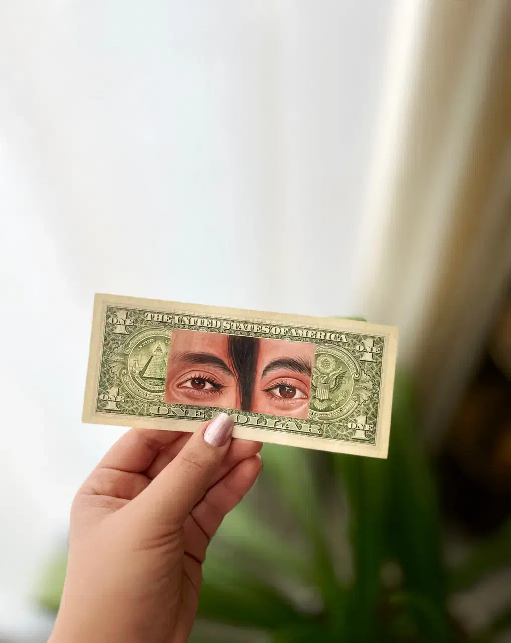 نقاشی چشم های پارتنرتون روی دلار|تابلو، نقاشی، عکس|کیش, |دیوار