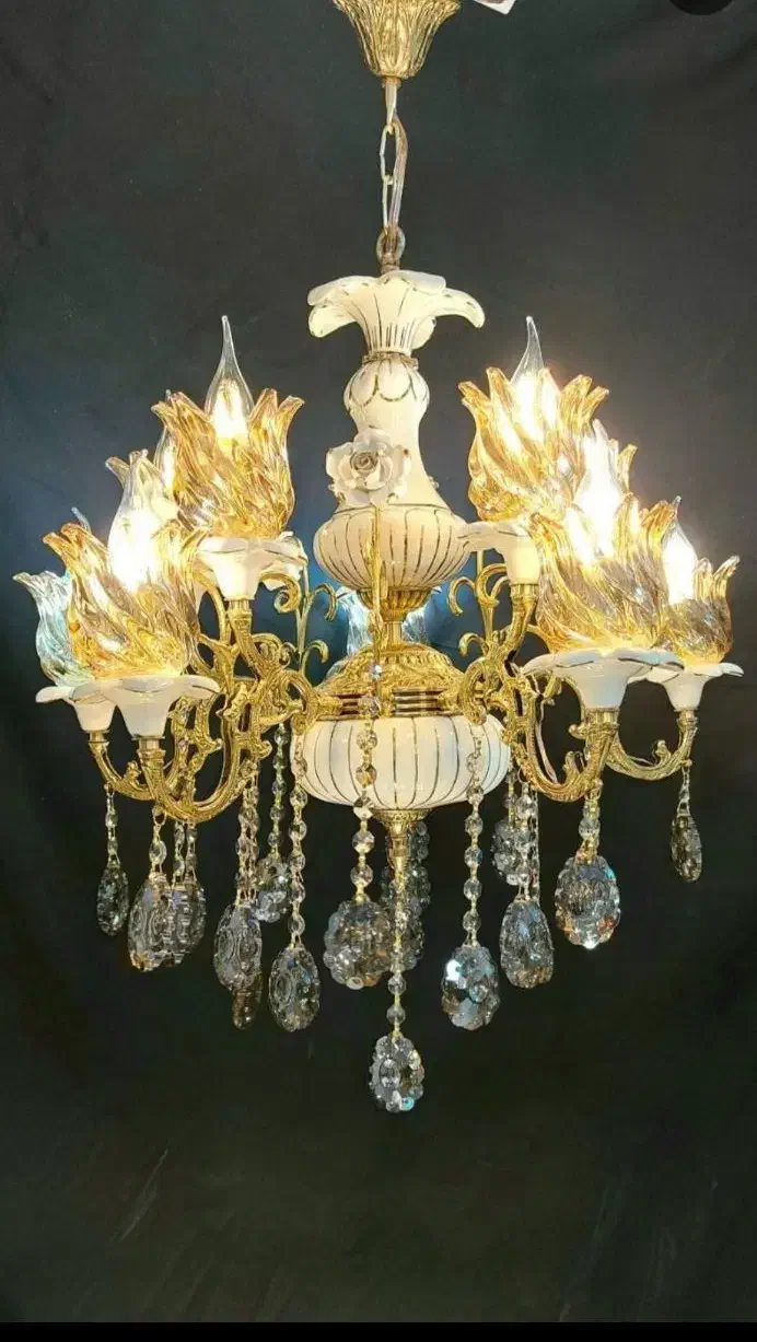 لوستر برنز و سرامیک ترکیبی|لوستر و چراغ آویز|خرمآباد, |دیوار