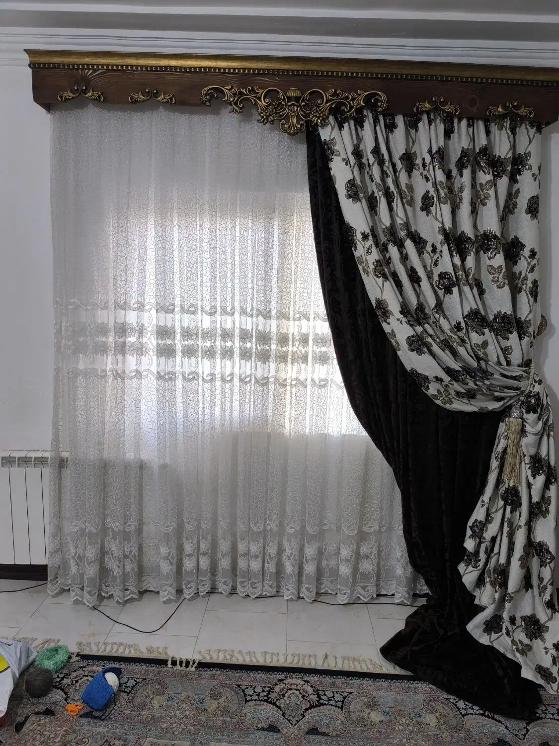 پرده بزرگ چهار تیکه با کتیبه|پرده، رانر، رومیزی|رشت, کوی مهر|دیوار