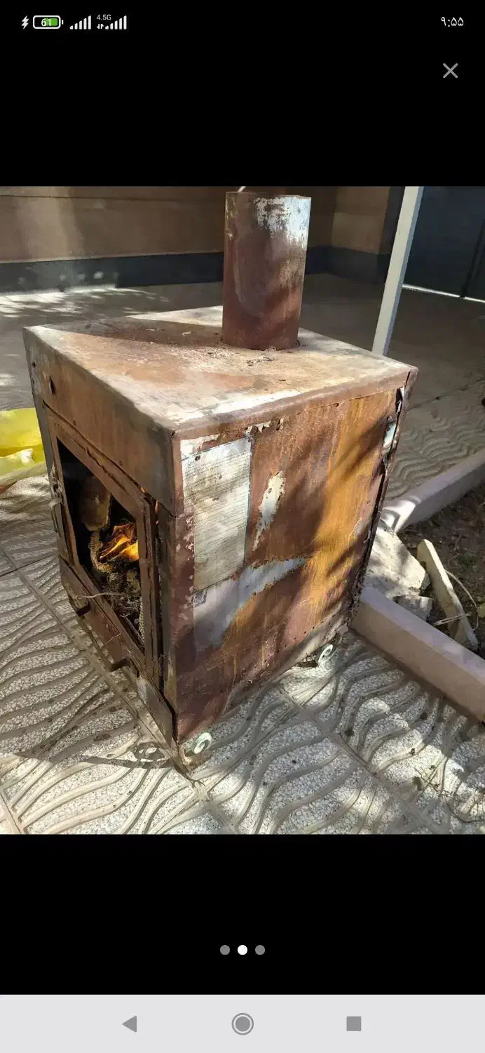 بخاری هیزمی با ورق واسکلت قوطی|بخاری، هیتر، شومینه|بسطام, |دیوار