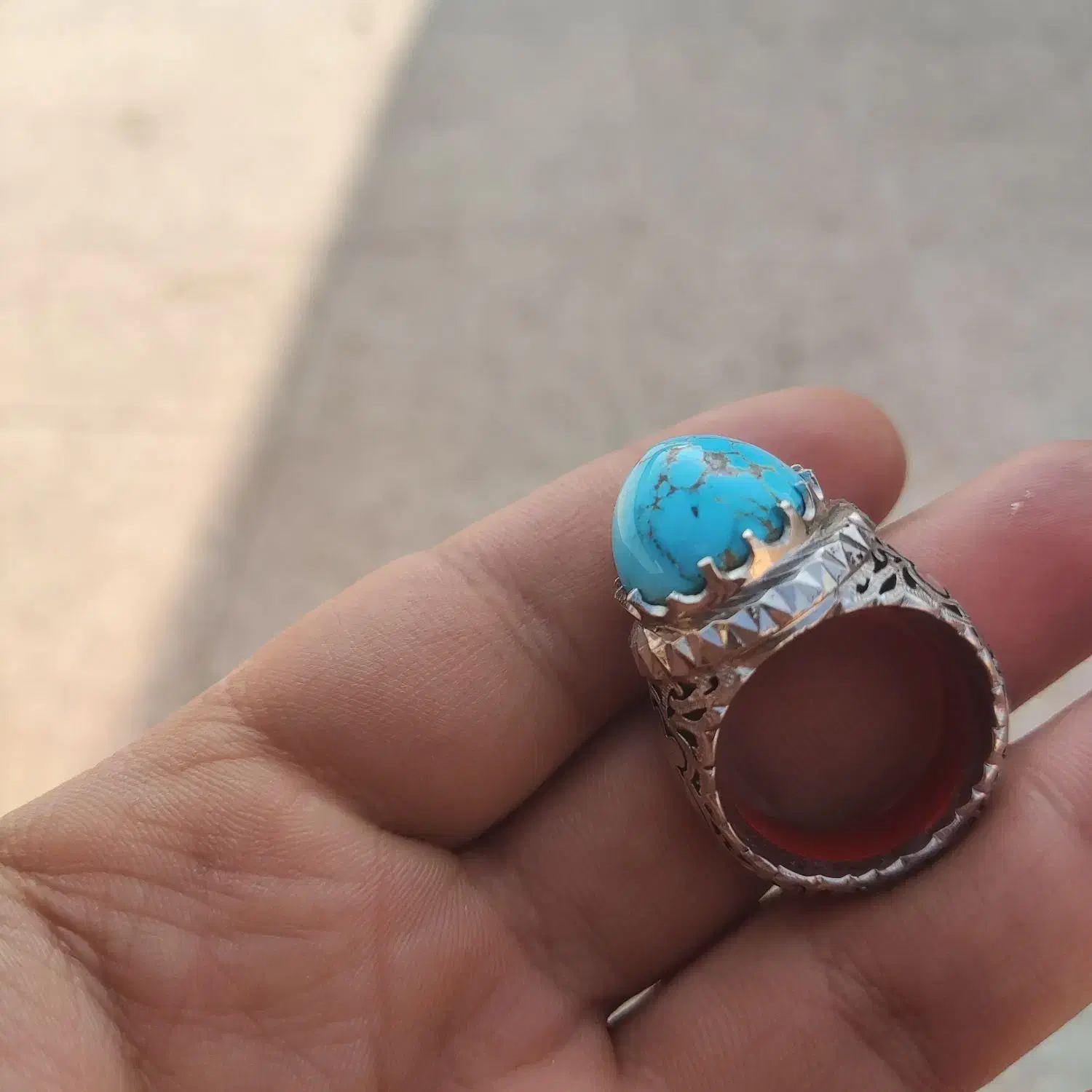 انگشتر دست ساز فیروزه نیشابور دامله|جواهرات|شهریار, شهریار|دیوار