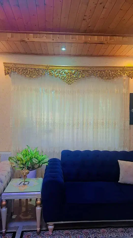 فروش دوعدد پرده حریر و زیری همراه با کتیبه|پرده، رانر، رومیزی|محمودآباد, |دیوار