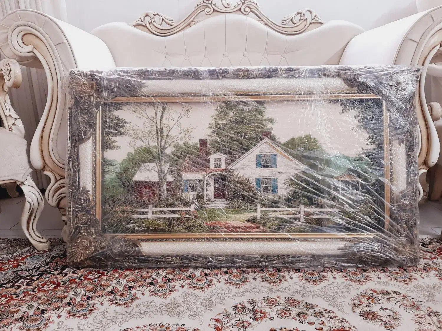 تابلوفرش ماشینی صدفی استخوانی کادوییلداهدیهروزمادر|تابلو فرش|مشهد, جانباز|دیوار