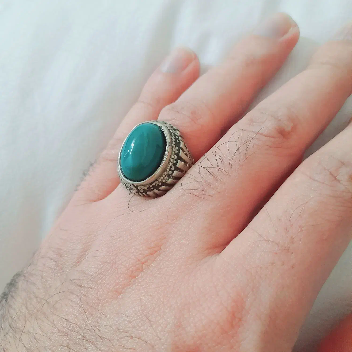 انگشتر شجر و عقیق سبز اصل|بدلیجات|کیش, |دیوار