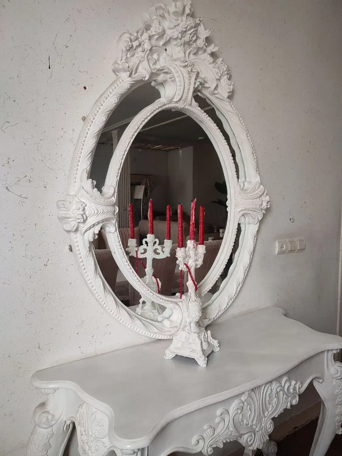 آینه و کنسول رنگ سفید|بوفه، ویترین، کنسول|اندیمشک, |دیوار