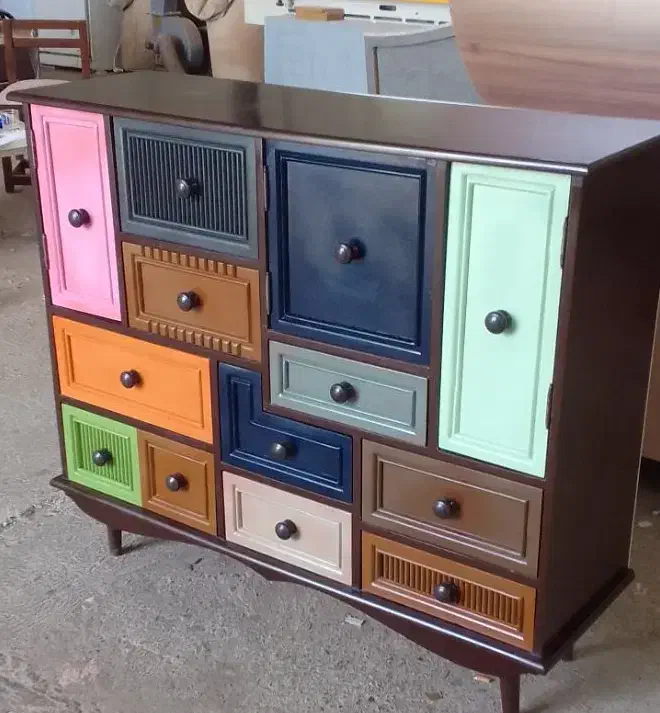 دراور  ۱۳  کشو رنگارنگ|جاکفشی، کمد، دراور|کوچصفهان, |دیوار