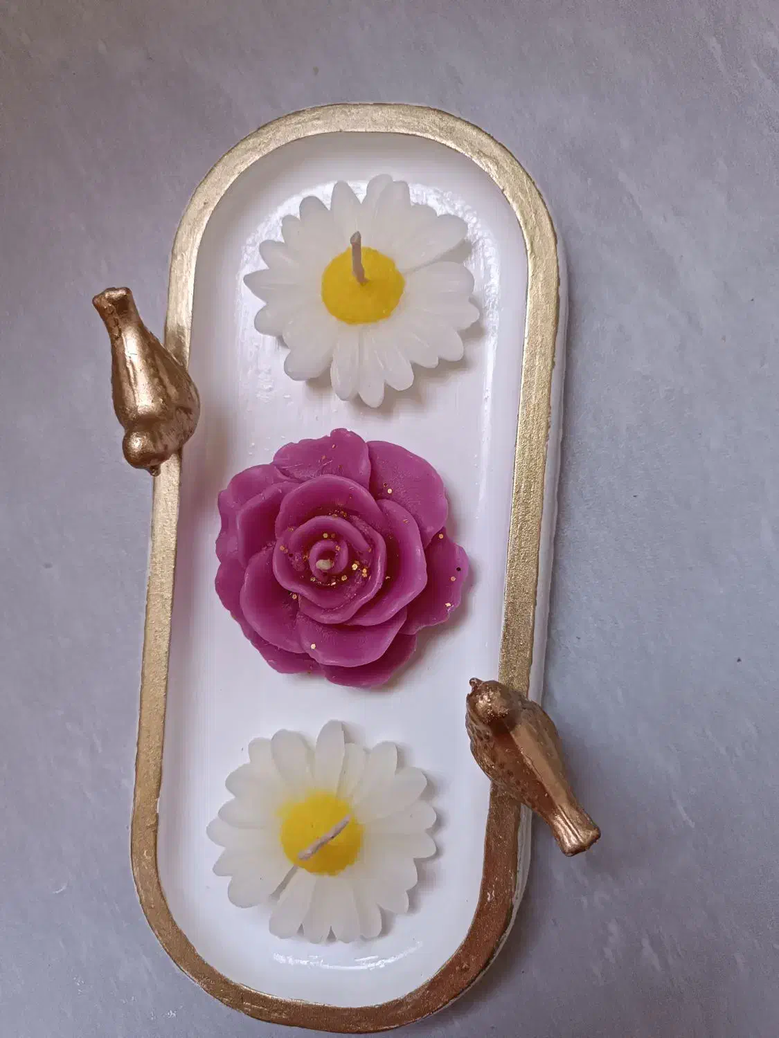 پک سه تایی شمع همراه با سینی ۵۰|صنایع دستی و سایر لوازم تزئینی|بیرجند, |دیوار