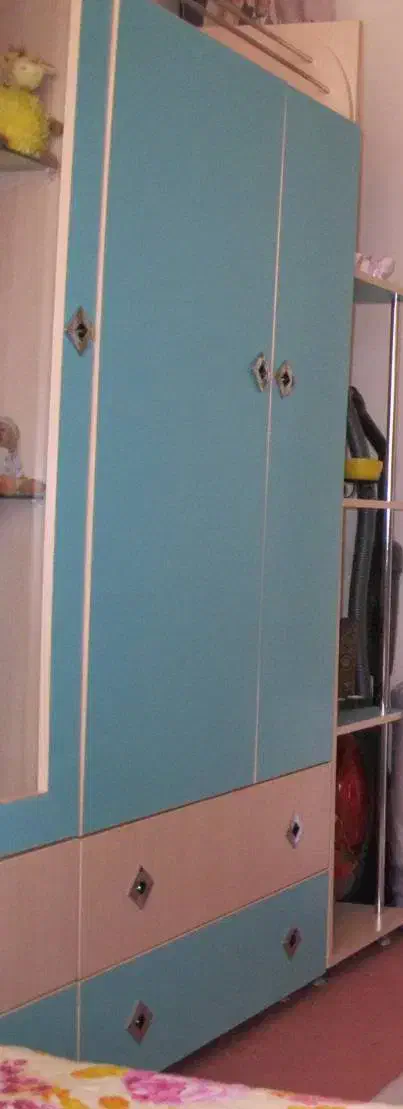 سرویس خواب کودک‌نوجوان با کمد ویترین بغلتختی تشک|تخت و سرویس خواب|تهران, پرستار|دیوار