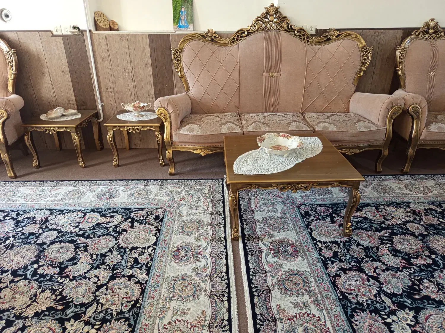 مبلمان سلطنی چوب راش 9نفره|مبلمان خانگی و میز عسلی|اردکان, |دیوار