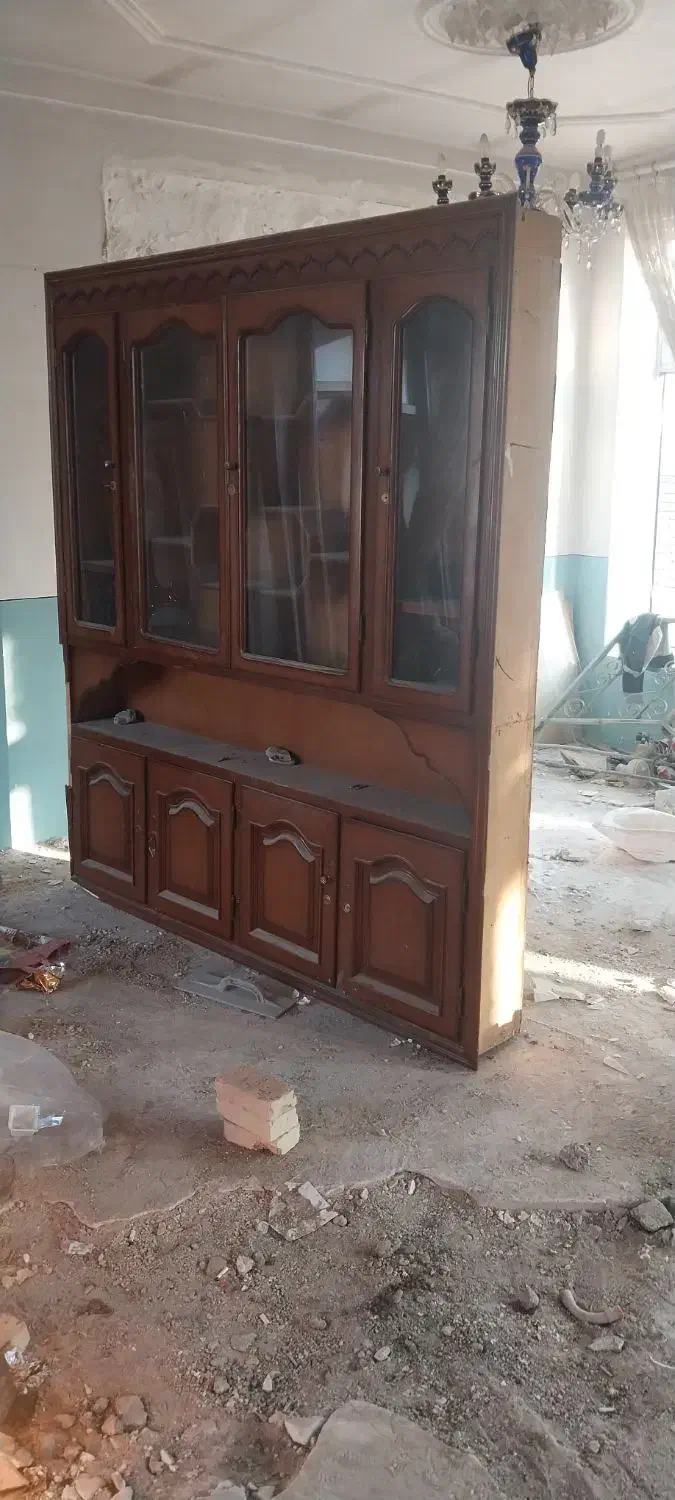 دو عدد ویترین کتابخانه چوب سالم|کتابخانه، شلف، قفسههای دیواری|اردبیل, |دیوار