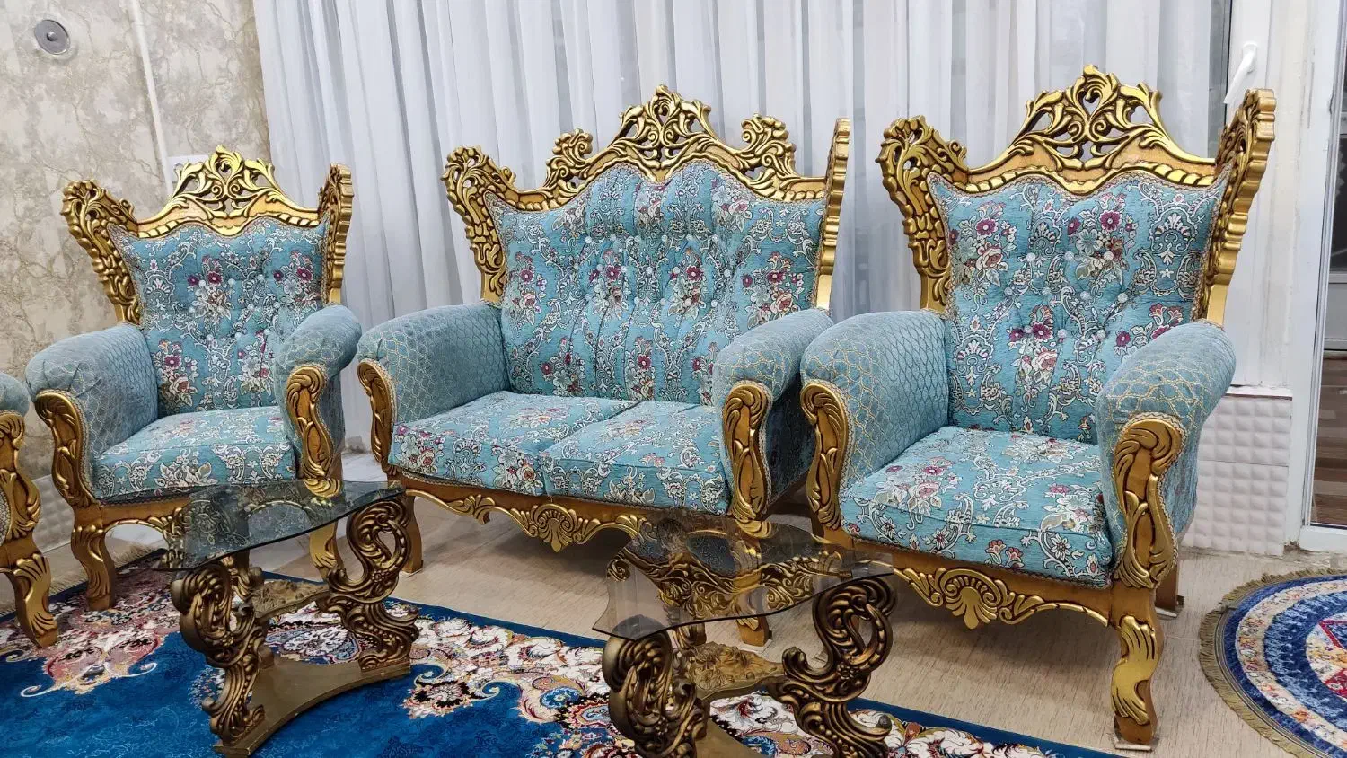 مبل سلطنتی 9نفره معاوضه بافرش هم دارم|مبلمان خانگی و میز عسلی|جوانرود, |دیوار