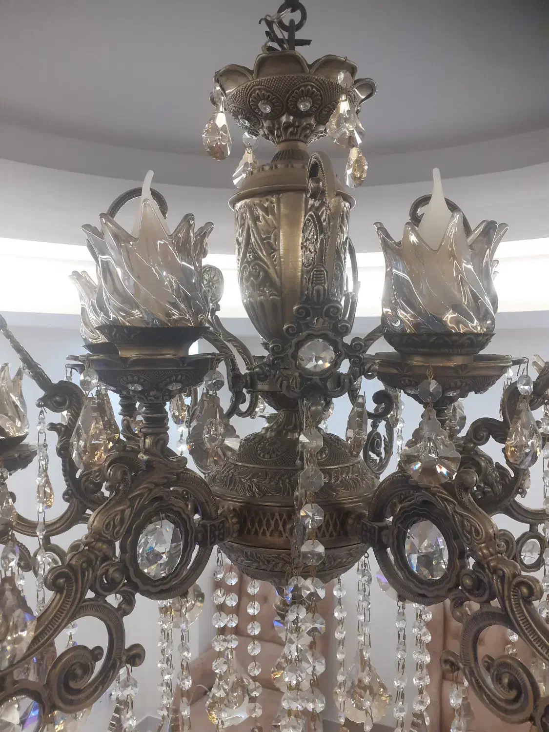 لوستر ۵شاخه و ۱۰ شعله در حد نو|لوستر و چراغ آویز|اردبیل, |دیوار