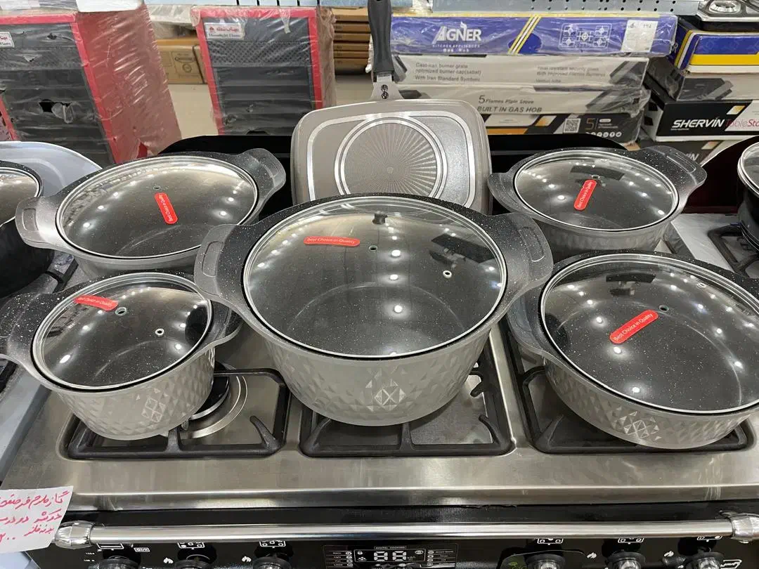 سرویس قابلمه چدن سرامیک گیاهی ۱۹ پارچ در گنجینه|ظروف پختوپز|یاسوج, |دیوار