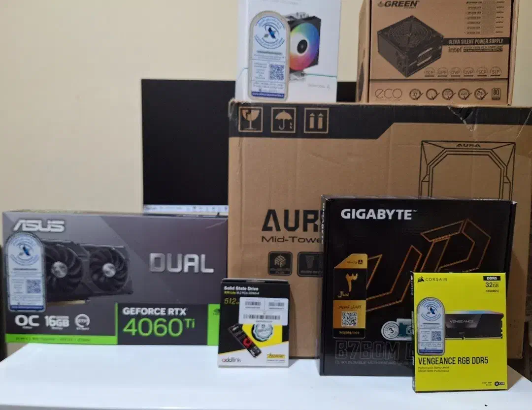 سیستم گیمینگ همراه با مانیتور asus 4060ti 16gb|رایانه رومیزی|شیراز, آبیاری|دیوار