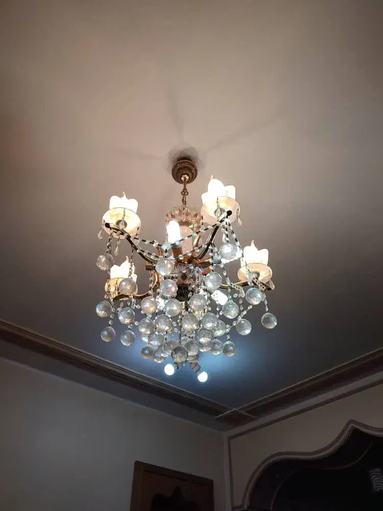 لوستر پنج شاخه و ریسه دا ر ۴عدد|لوستر و چراغ آویز|دزفول, |دیوار