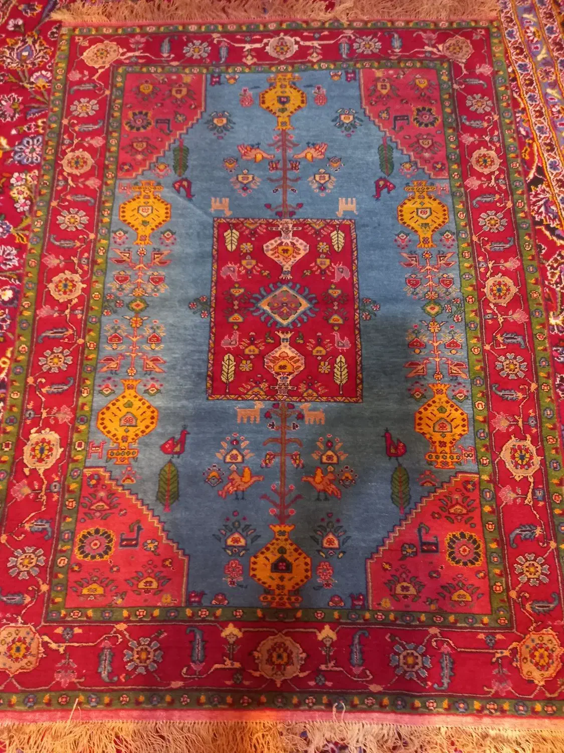 فرش زرع نیم چله ابریشم|فرش|کرمانشاه, |دیوار