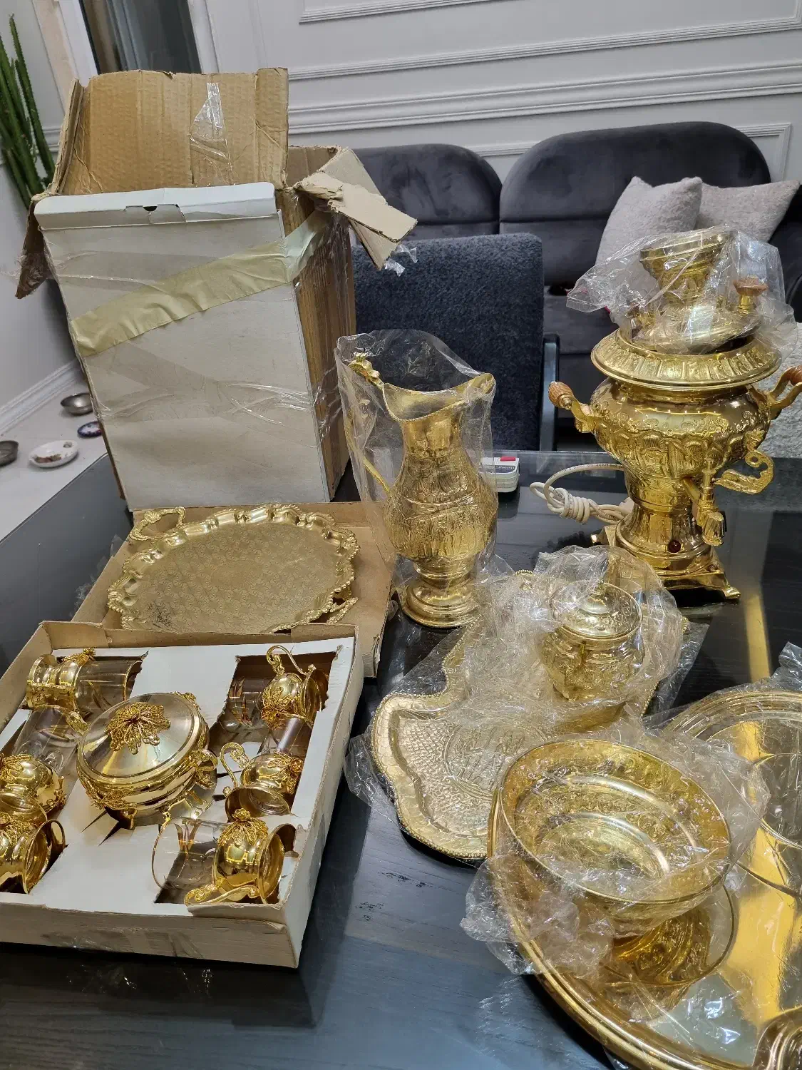 ست سماور وسرویس پاسماوری وسرویس چایخوری روکش طلا|صنایع دستی و سایر لوازم تزئینی|گرگان, |دیوار