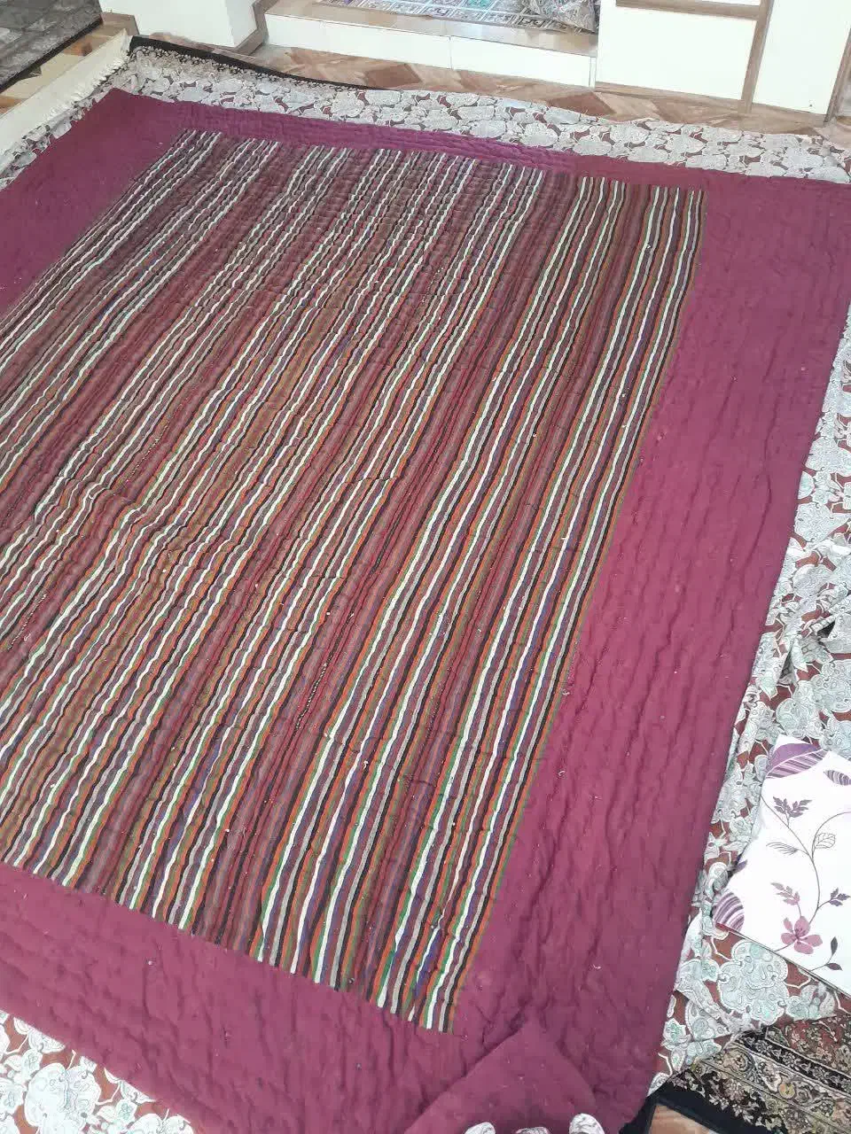 لحاف کرسی جاجیم دست دوز|رختخواب، بالش، پتو|اصفهان, امیرعرب|دیوار