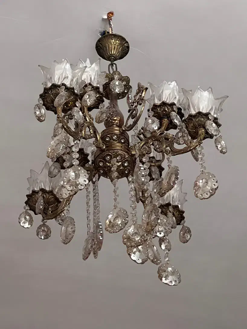 لوستر برنجی هشت شعله|لوستر و چراغ آویز|اسلام‌شهر, شهرک مصطفی خمینی|دیوار