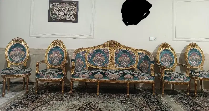 مبلمان سلطنتی ۱۵نفره کاملا سالم چوب گردو|مبلمان خانگی و میز عسلی|قزوین, |دیوار