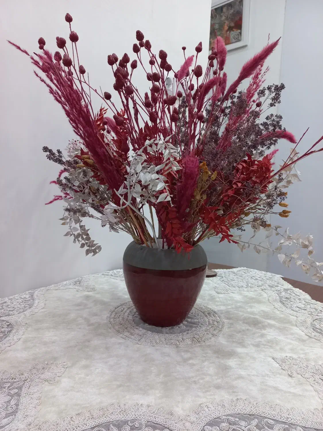 گلدان دکوری با گلهای خشک مصنوعی لاکچری|گل مصنوعی|اهواز, رسالت|دیوار