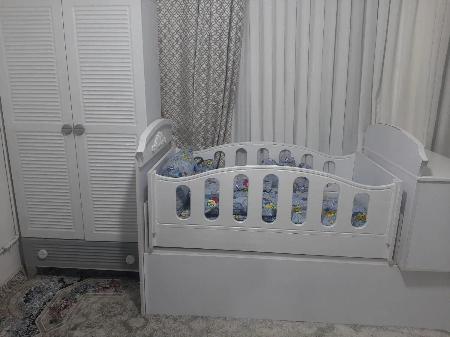 سرویس خواب وکمدلباس بچه تخت 4کاره روتختی وکیسه خاب|تخت و سرویس خواب|مشهد, رده|دیوار