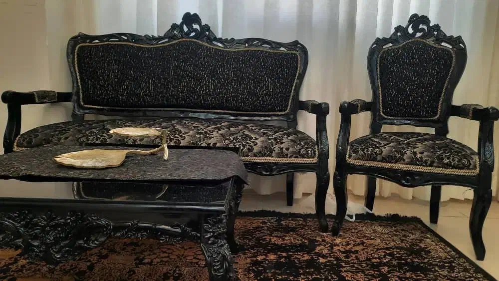 مبلمان کلاسیک چوب گردو|مبلمان خانگی و میز عسلی|پرند, فاز ۴|دیوار