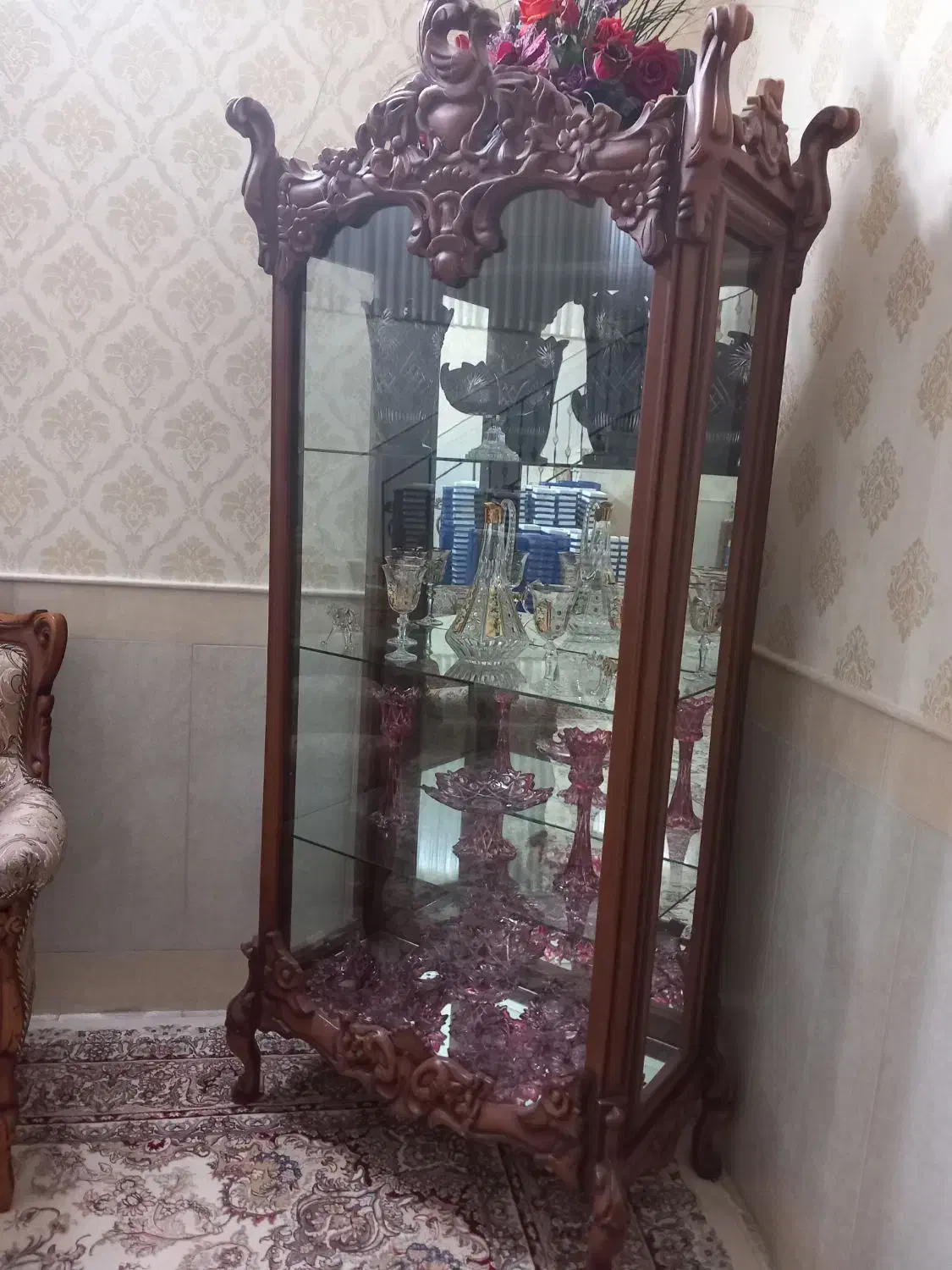 ویترین منبت چوبی|بوفه، ویترین، کنسول|قنوات, |دیوار